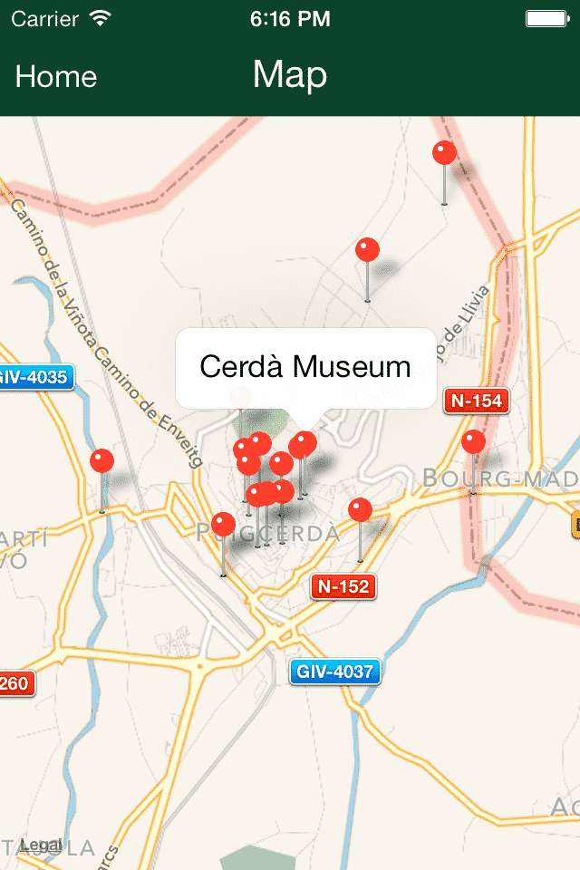 Aplicación móvil de turismo Puigcerda - Mapa de Geolocalizacion