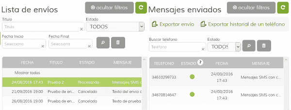 Confirmación de Entrega de SMS