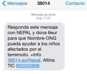 SMS remitente 38014 - prohibido