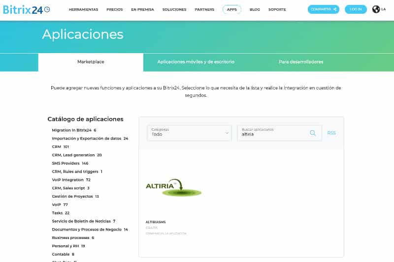 Bitrix marketplace AltiriaSMS