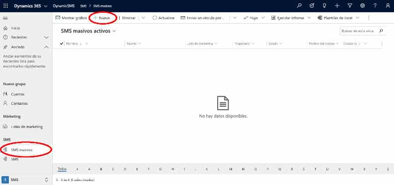 Crear envío SMS masivo en Microsoft Dynamics