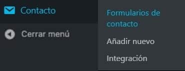 Detalle del Menu Contact Form 7 