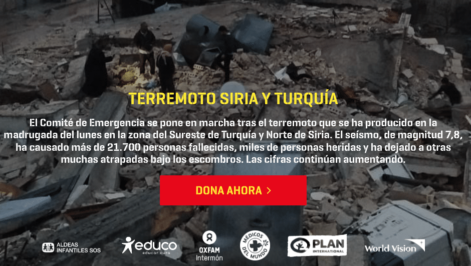 Donación al comité de emergencia para el terremoto de Siria y Turquía